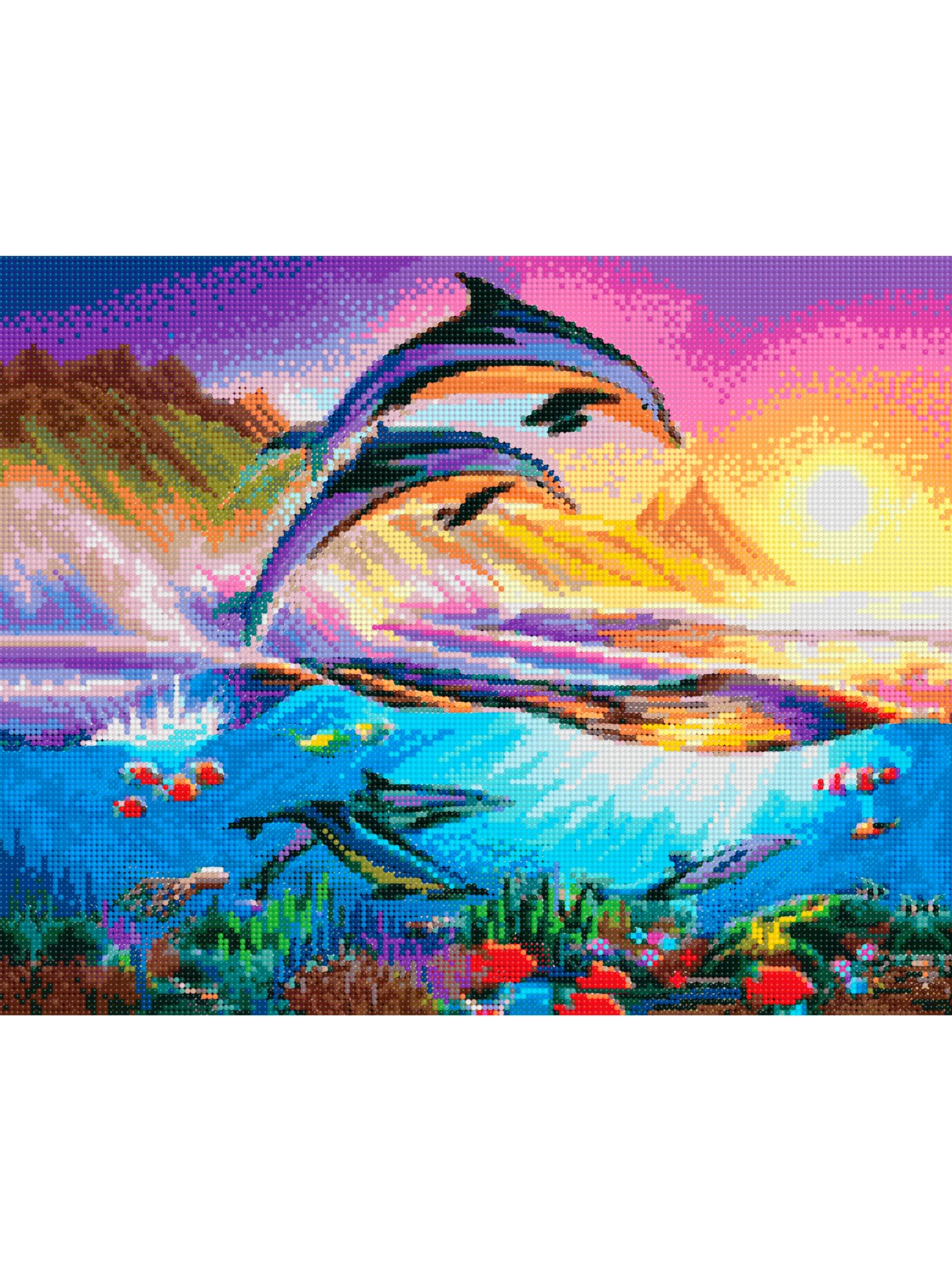 "Сказочные дельфины" Алмазная мозаика на подрамнике 40 х 50 "Art on Canvas"