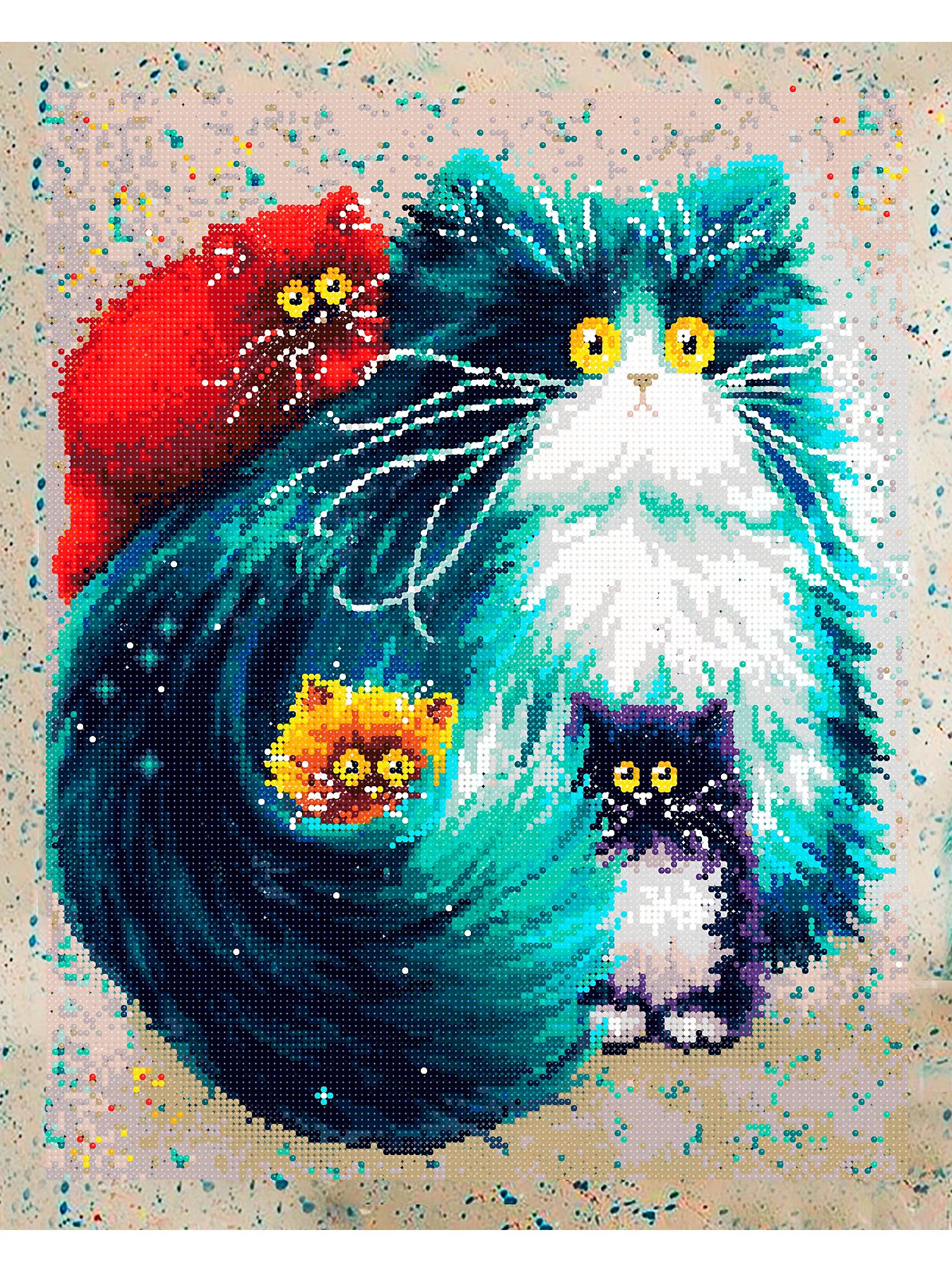 Котики алмазная мозаика на подрамнике 40 х 50 "Art on Canvas"