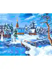 "Зимний пейзаж" алмазная мозаика на подрамнике 40 х 50 "Art on Canvas"