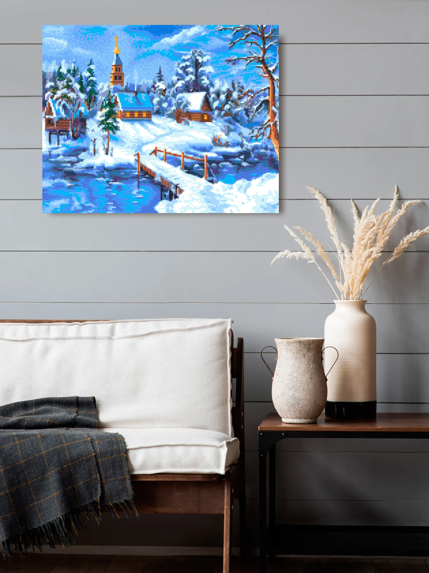 "Зимний пейзаж" алмазная мозаика на подрамнике 40 х 50 "Art on Canvas"