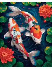 "Карпы кои. Рыбы" Алмазная мозаика на подрамнике 40 х 50 "Art on Canvas"