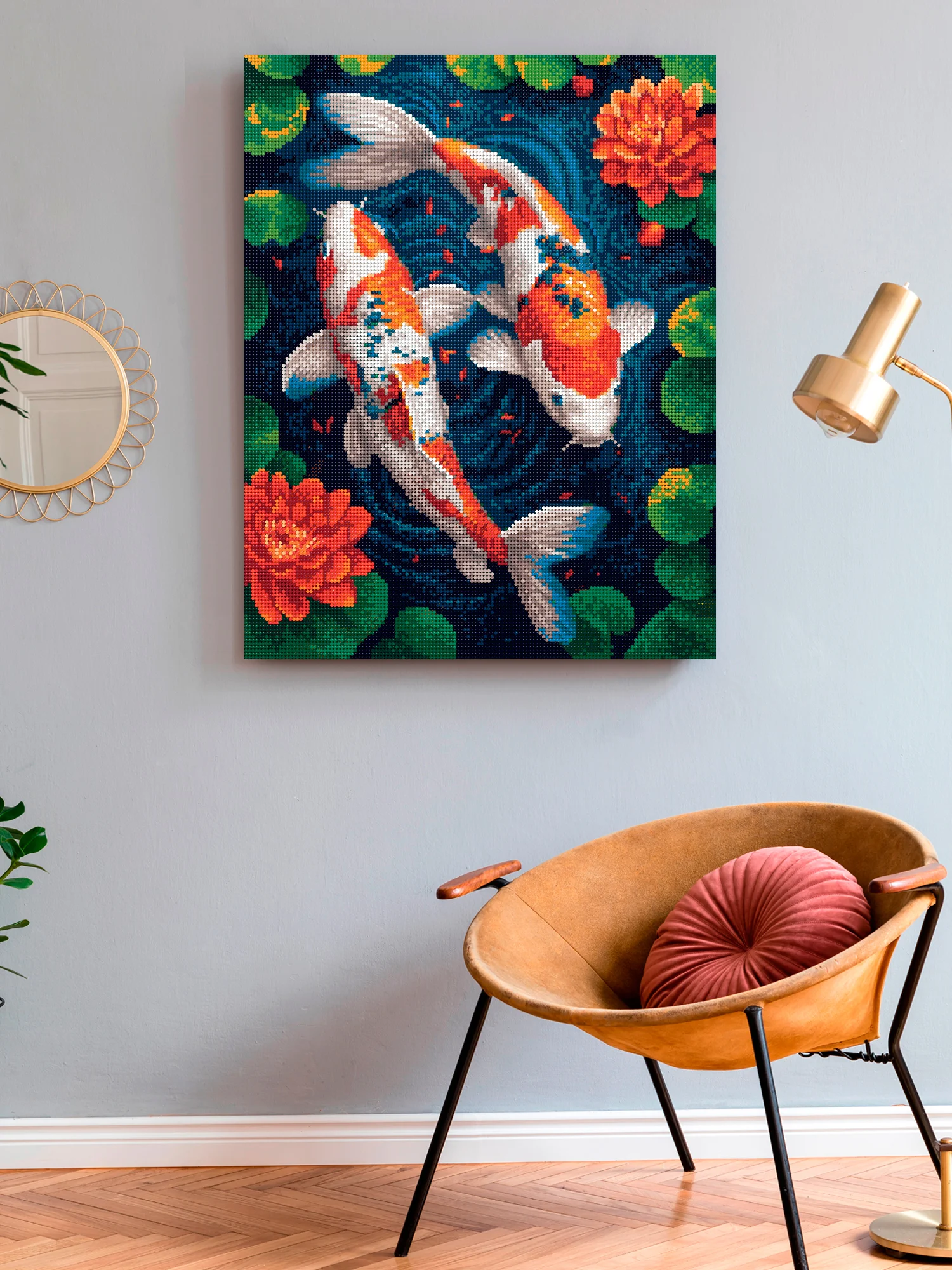 "Карпы кои. Рыбы" Алмазная мозаика на подрамнике 40 х 50 "Art on Canvas"