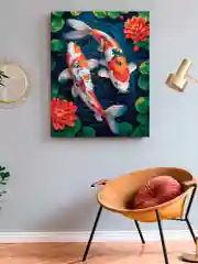 "Карпы кои. Рыбы" Алмазная мозаика на подрамнике 40 х 50 "Art on Canvas"