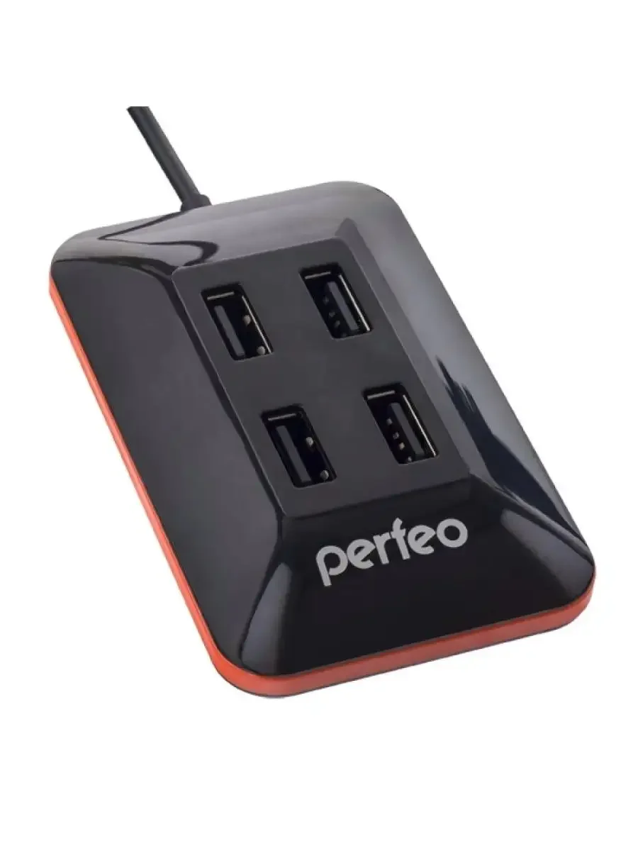 Черный разветвитель хаб USB-HUB Perfeo 4 Port, (PF-VI-H028)