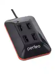 Черный разветвитель хаб USB-HUB Perfeo 4 Port, (PF-VI-H028)