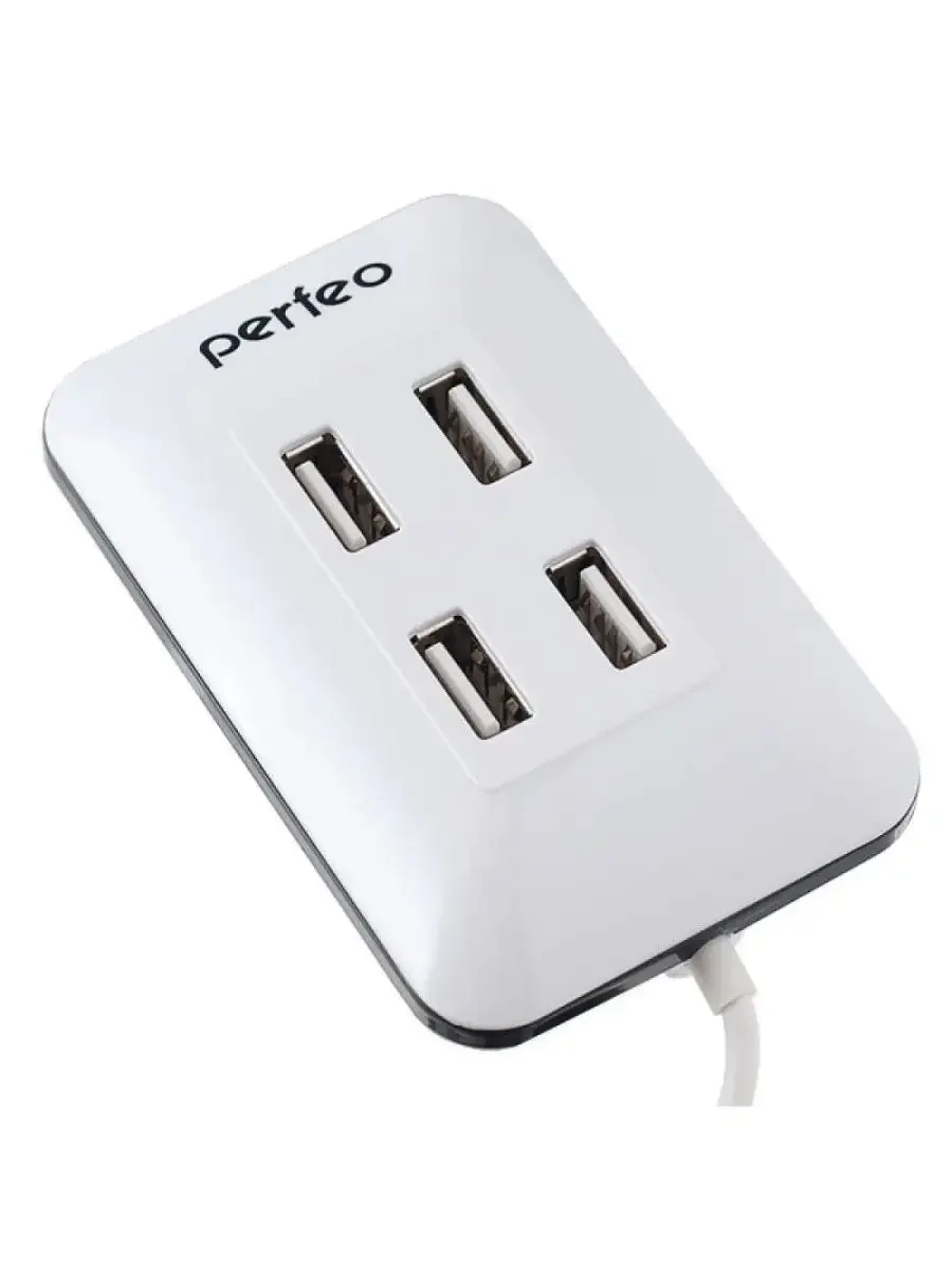 Белый разветвитель хаб USB-HUB Perfeo 4 Port, (PF-VI-H028)