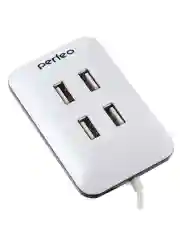 Белый разветвитель хаб USB-HUB Perfeo 4 Port, (PF-VI-H028)
