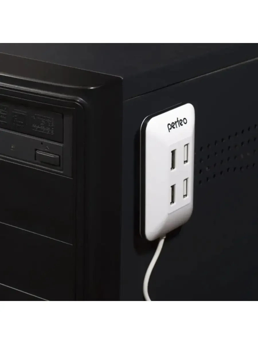 Белый разветвитель хаб USB-HUB Perfeo 4 Port, (PF-VI-H028)