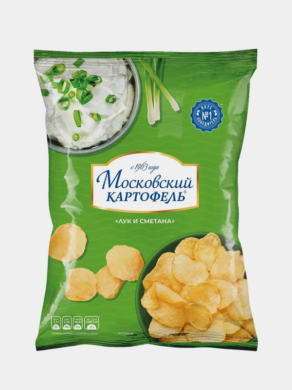 Чипсы картофельные МОСКОВСКИЙ КАРТОФЕЛЬ, со вкусом лука и сметаны, 120 г