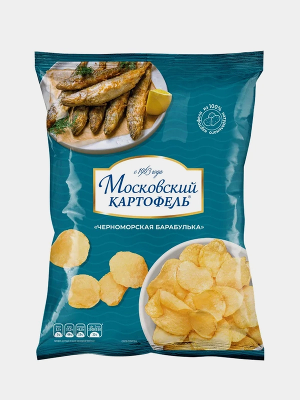 Чипсы картофельные МОСКОВСКИЙ КАРТОФЕЛЬ, со вкусом черноморской барабульки, 120 г