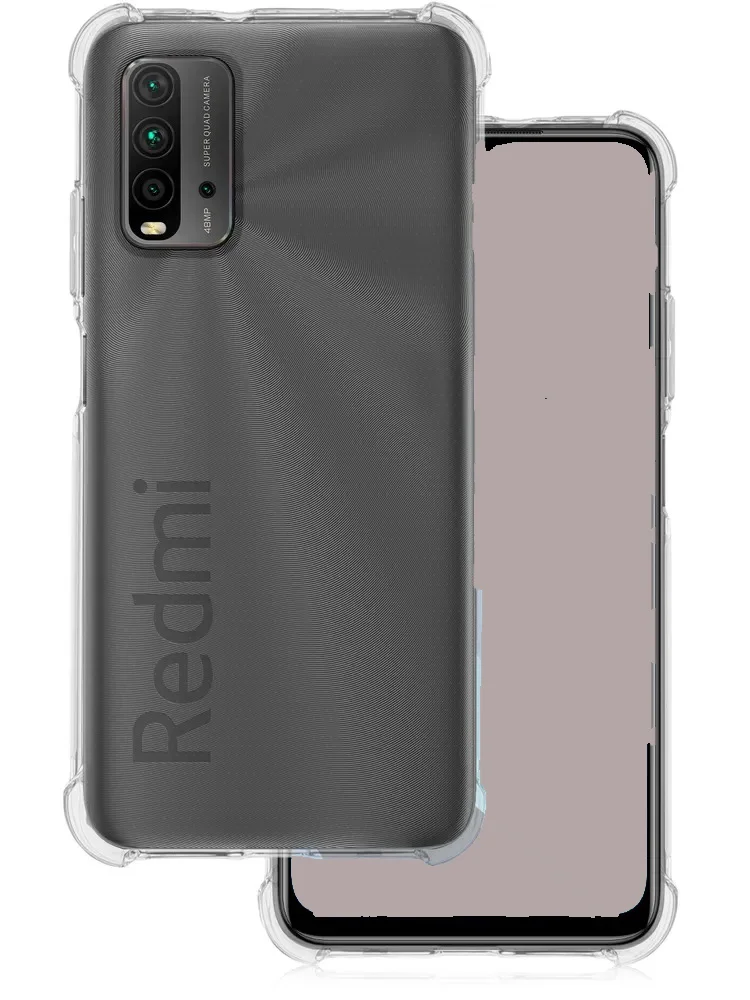 Чехол для Xiaomi Redmi 9T, с усиленными углами, силиконовый, прозрачный