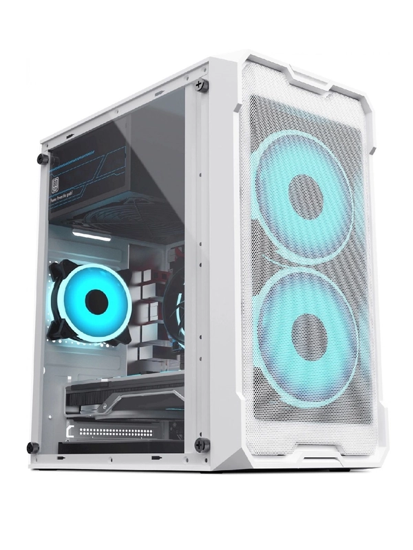 Корпус mATX Oklick OCC-MN302F, Mini-Tower, без БП, белый