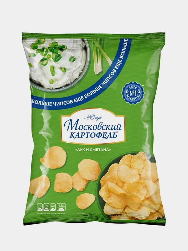 Чипсы картофельные МОСКОВСКИЙ КАРТОФЕЛЬ, со вкусом лука и сметаны, 200 г