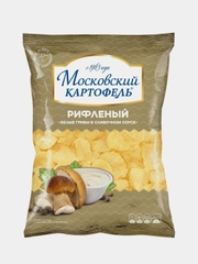 Чипсы картофельные МОСКОВСКИЙ КАРТОФЕЛЬ, рифленые, белые грибы в сливочном соусе, 120 г