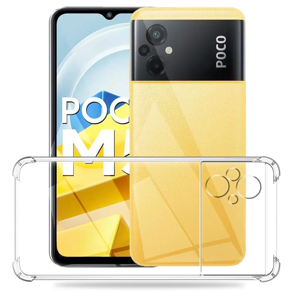 Чехол для Poco M5 4G, с усиленными углами, силиконовый, прозрачный