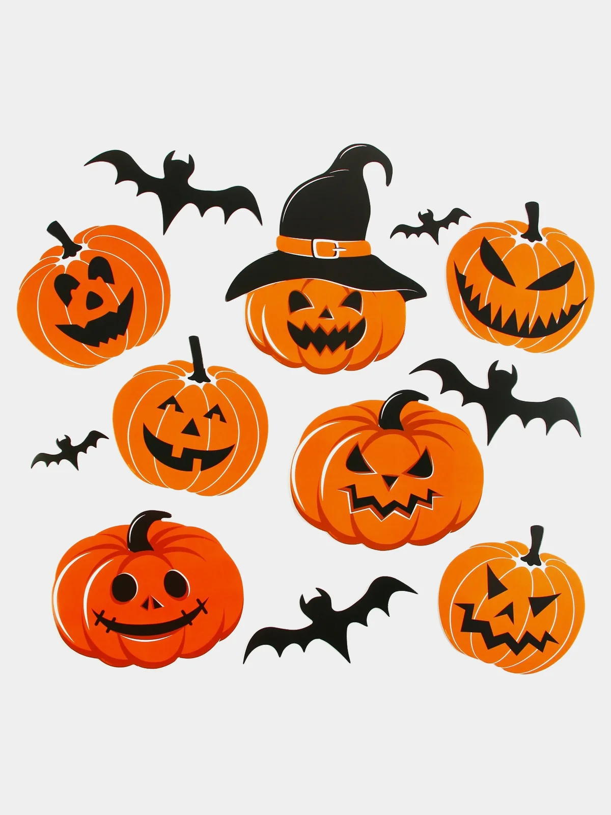 Оранжевый декор на стену Хэллоуин / Украшение Happy Halloween. Летучая мышь, тыква