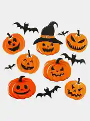 Оранжевый декор на стену Хэллоуин / Украшение Happy Halloween. Летучая мышь, тыква