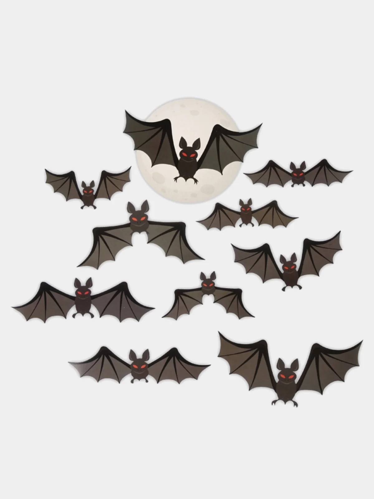Черный декор на стену Хэллоуин / Украшение Happy Halloween. Летучая мышь, тыква