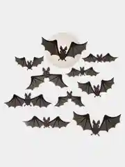 Черный декор на стену Хэллоуин / Украшение Happy Halloween. Летучая мышь, тыква