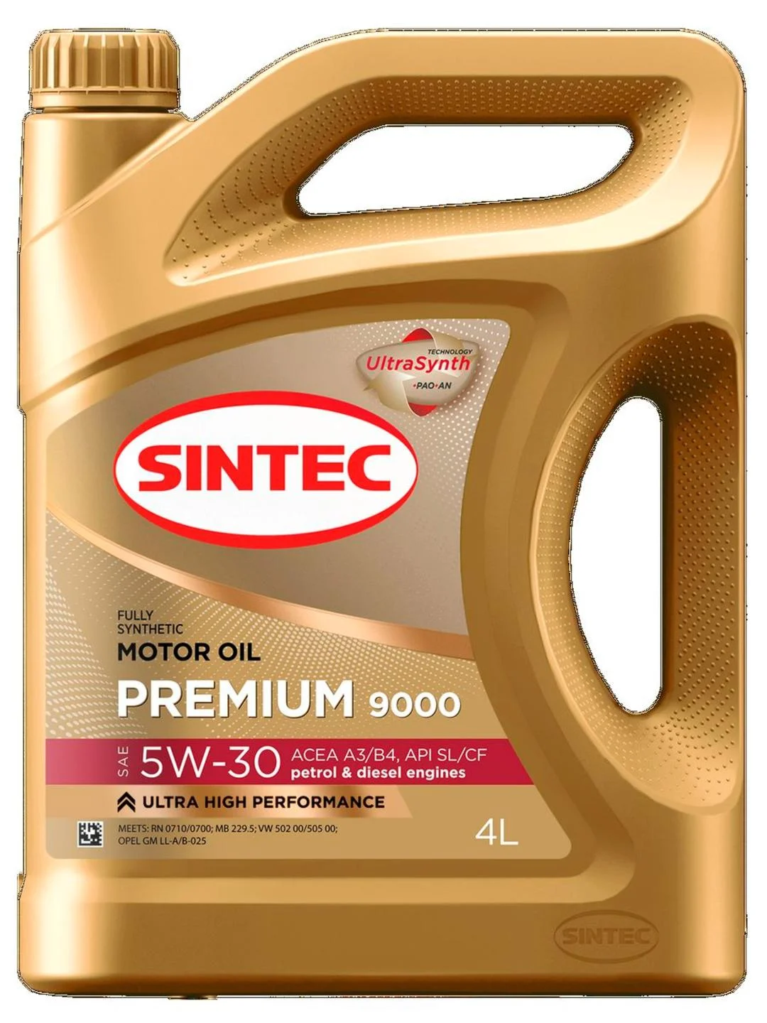 Моторное масло SINTEC PREMIUM 9000 SAE 5W-30 API SL, ACEA A3/B4 Синтетическое 4 л