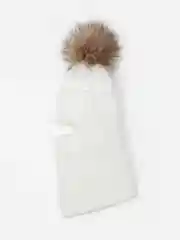 Шапка балаклава с меховым помпоном детская Amarobaby Pure Love Pompon вязаная