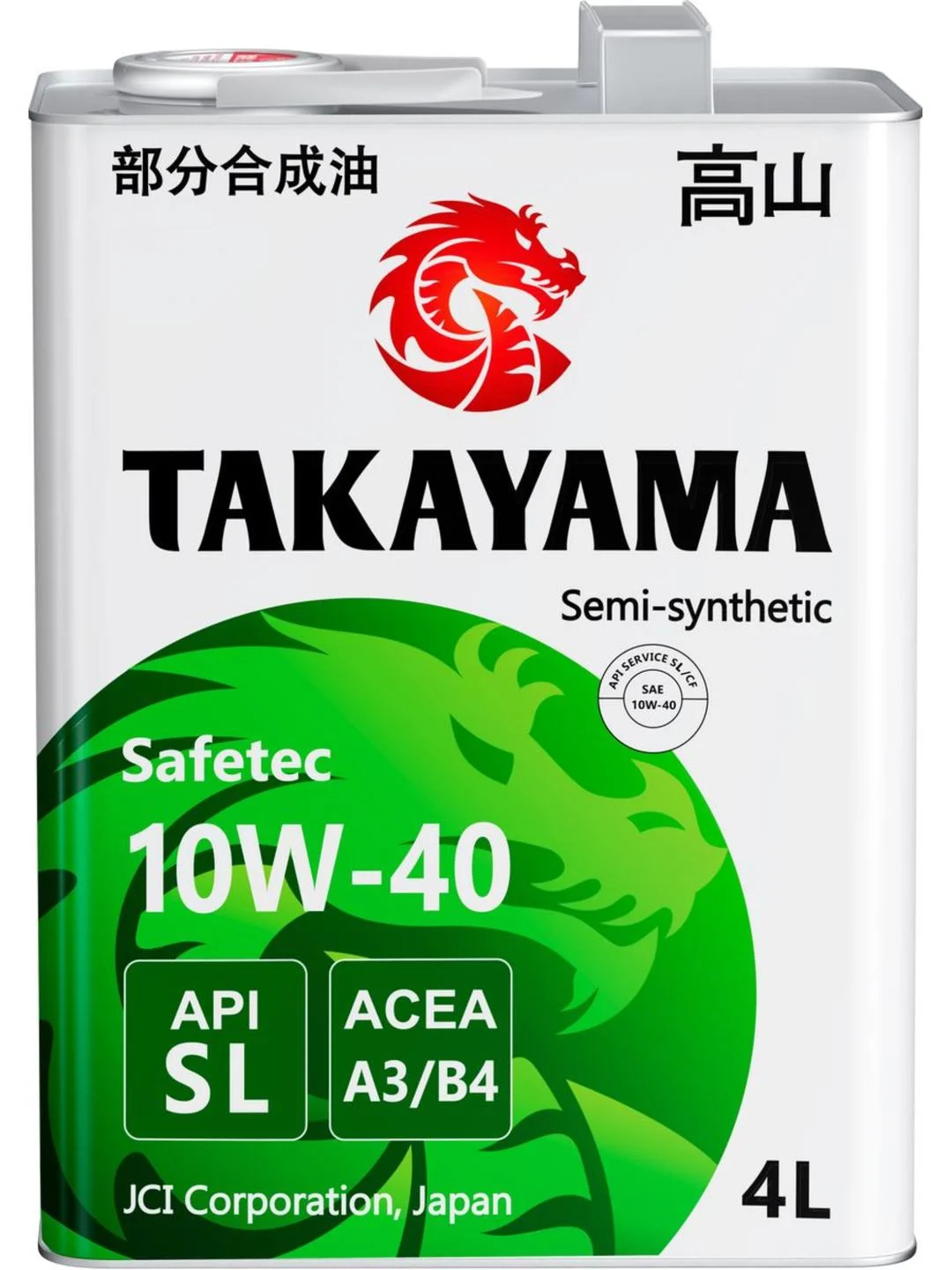 Моторное масло TAKAYAMA SAFETEC SAE 10W-40, API SL, ACEA A3/B4 Полусинтетическое 4 л