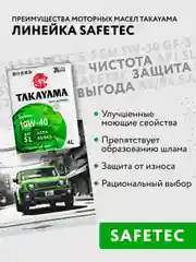 Моторное масло TAKAYAMA SAFETEC SAE 10W-40, API SL, ACEA A3/B4 Полусинтетическое 4 л