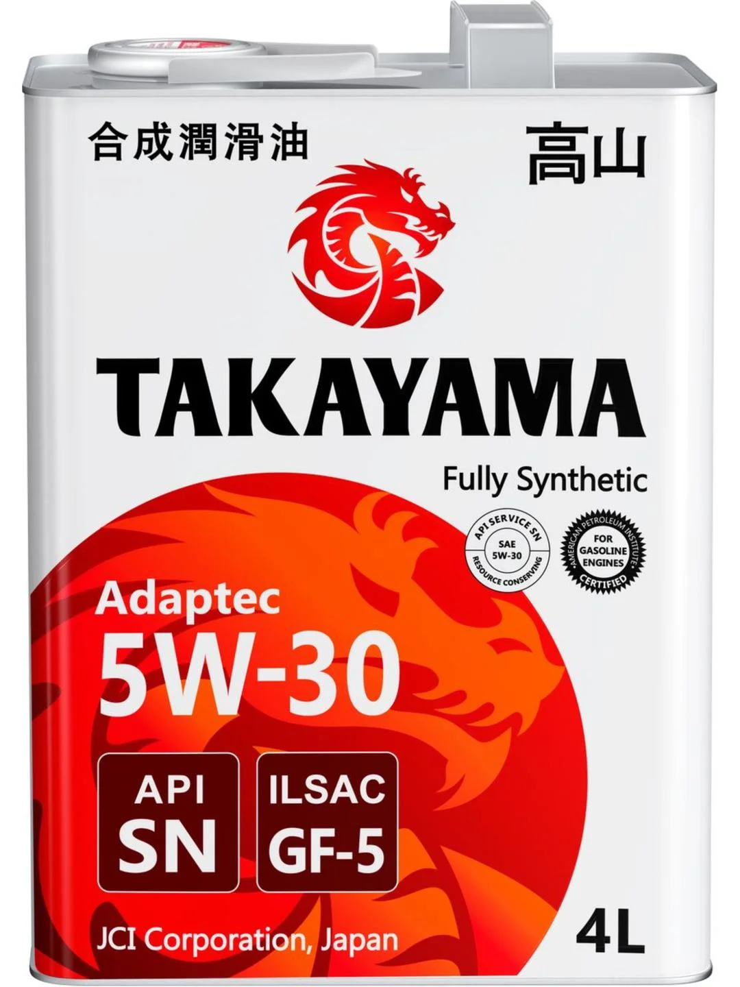 Моторное масло TAKAYAMA ADAPTEC SAE 5W-30, ILSAC GF-5, API SN Синтетическое 4 л
