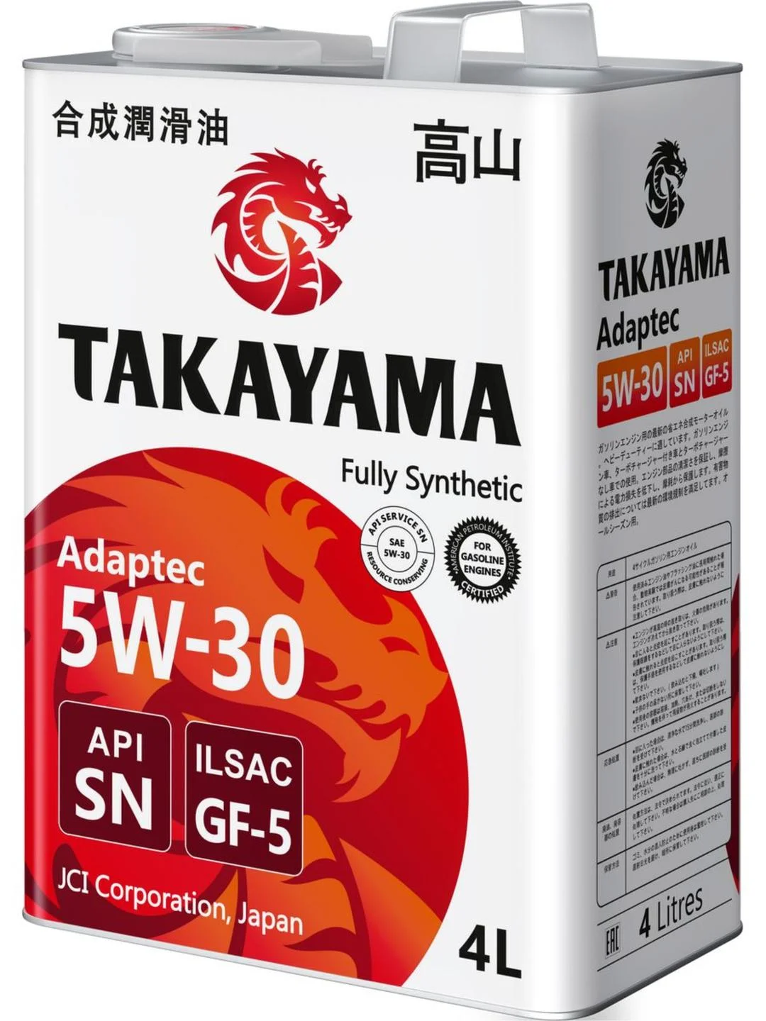 Моторное масло TAKAYAMA ADAPTEC SAE 5W-30, ILSAC GF-5, API SN Синтетическое 4 л