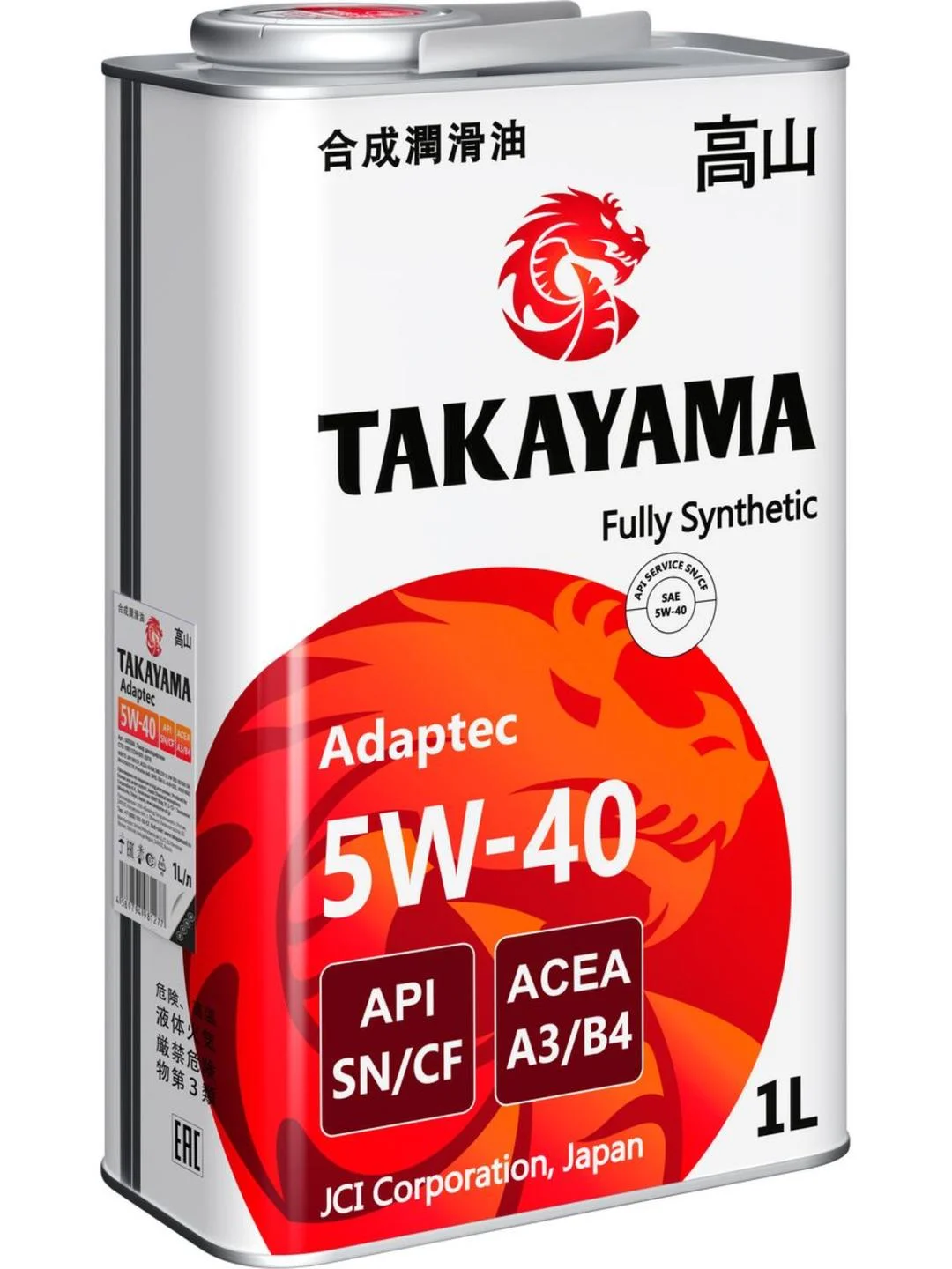 Моторное масло TAKAYAMA ADAPTEC SAE 5W-40 API SN, ACEA A3/B4 Синтетическое 1 л