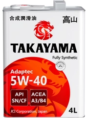 Моторное масло TAKAYAMA ADAPTEC SAE 5W-40, API SN/CF Синтетическое 4 л