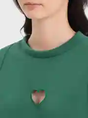 Зеленый женский свитшот с вырезом на груди