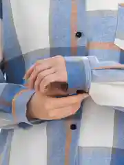 Голубой женская рубашка в клетку