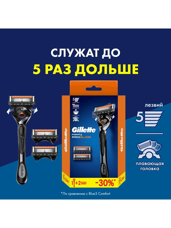 Мужская бритва Gillette Fusion5 ProGlide, 3 кассеты, с 5 лезвиями, с технологией FlexBall