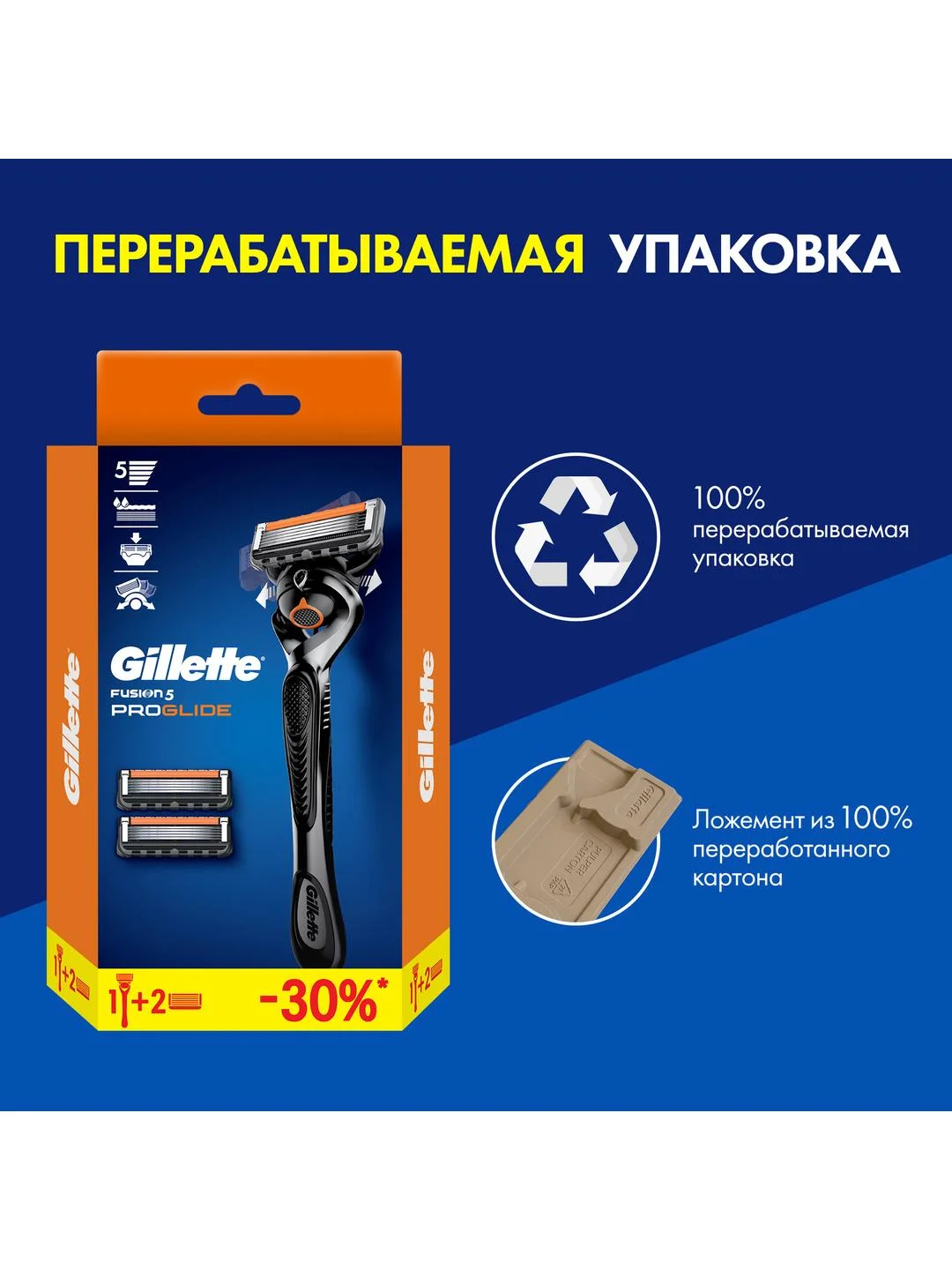 Мужская бритва Gillette Fusion5 ProGlide, 3 кассеты, с 5 лезвиями, с технологией FlexBall