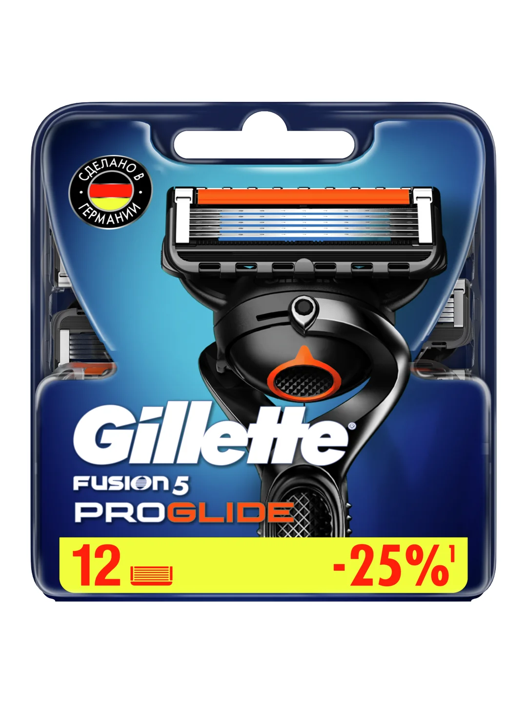 Сменные кассеты Gillette Fusion ProGlide для мужской бритвы, 12 штук, с 5 лезвиями