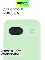 Мятный чехол для Google Pixel 8a силиконовый BROSCORP матовый/ прозрачный, бортик, защита камер