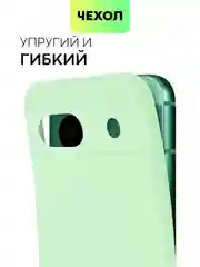 Мятный чехол для Google Pixel 8a силиконовый BROSCORP матовый/ прозрачный, бортик, защита камер