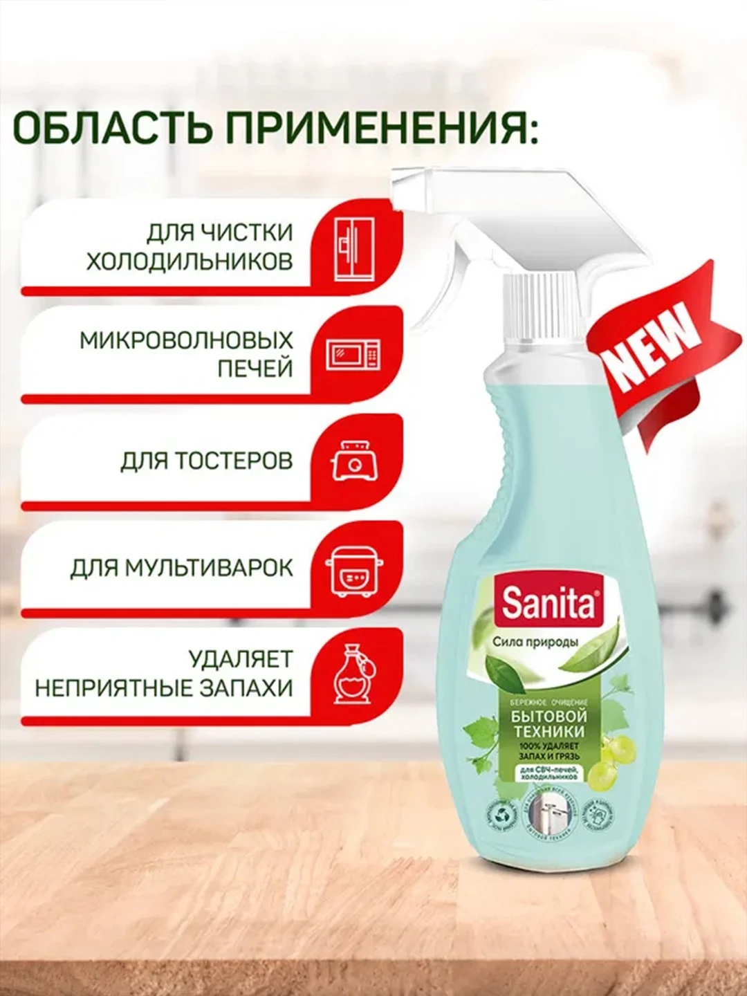 Набор чистящих средств SANITA для уборки дома и поверхностей, 5 средств