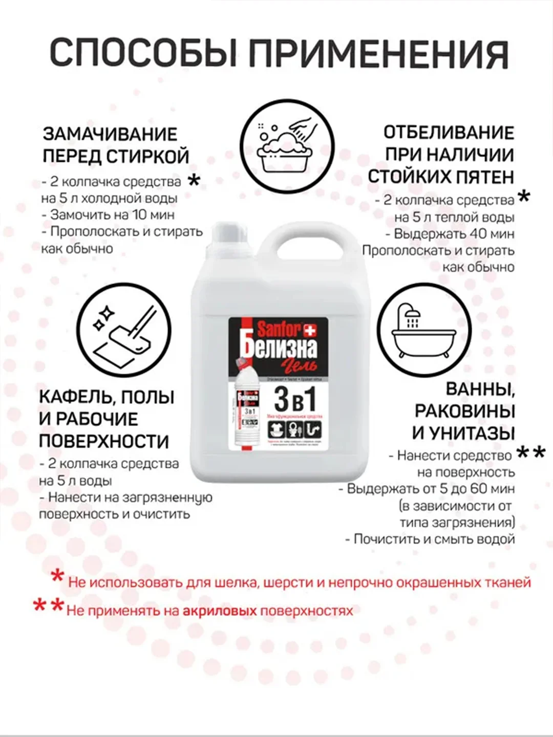 Набор чистящих средств для уборки Sanfor Белизна и для прочистки труб TURBO, по 5л