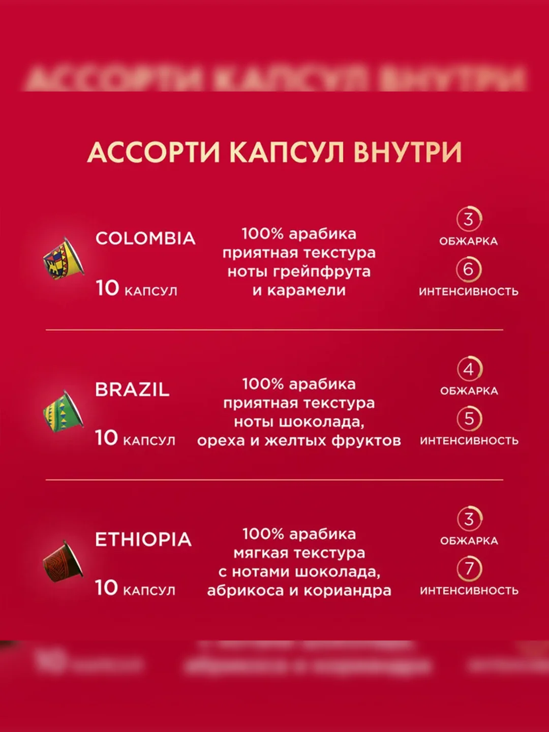 Кофе Coffesso ассорти, 10 вкусов, 100 капсул