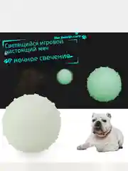 Мяч светится в темноте. 6,5см, устойчив к укусам. Для средней и крупной собаки