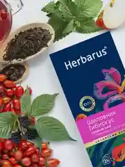 Чай черный Herbarus "Шиповник Гибискус", с добавками, 24 пакетика