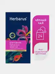 Чай черный Herbarus "Шиповник Гибискус", с добавками, 24 пакетика