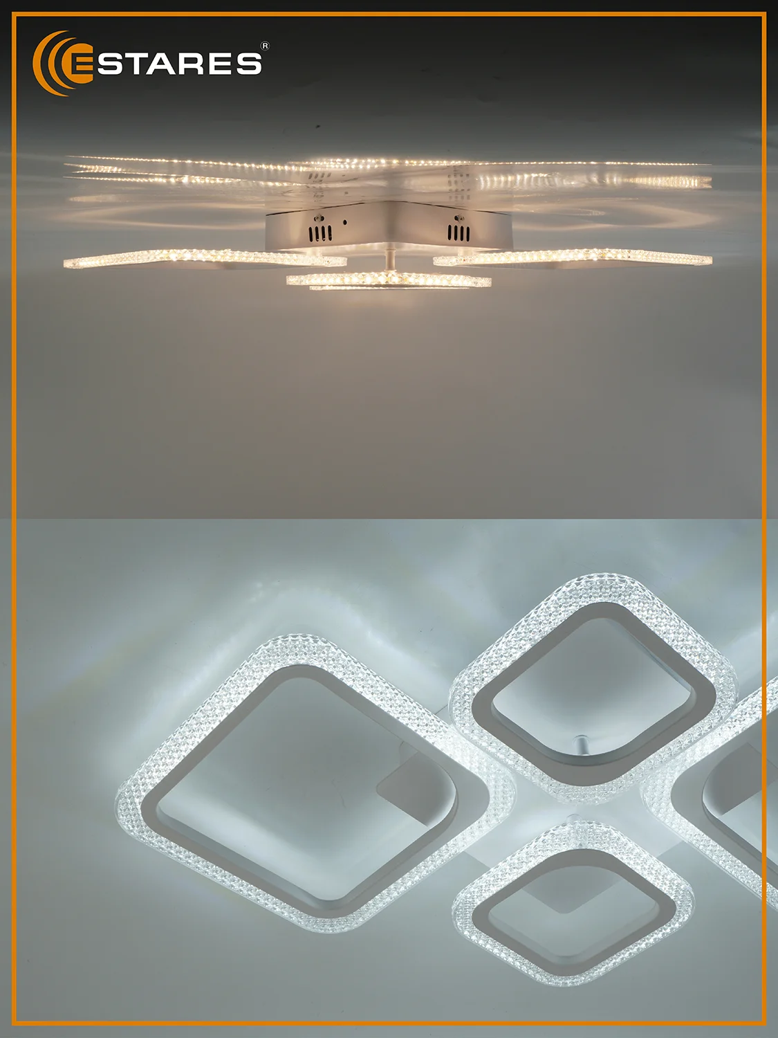Белый управляемая потолочная светодиодная люстра с пультом Estares OVAL prizma 80W ,до 20 кв.м