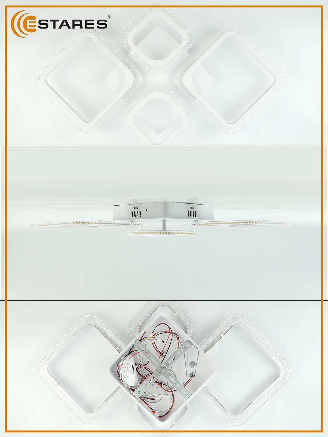 Белый управляемая потолочная светодиодная люстра с пультом Estares OVAL prizma 80W ,до 20 кв.м