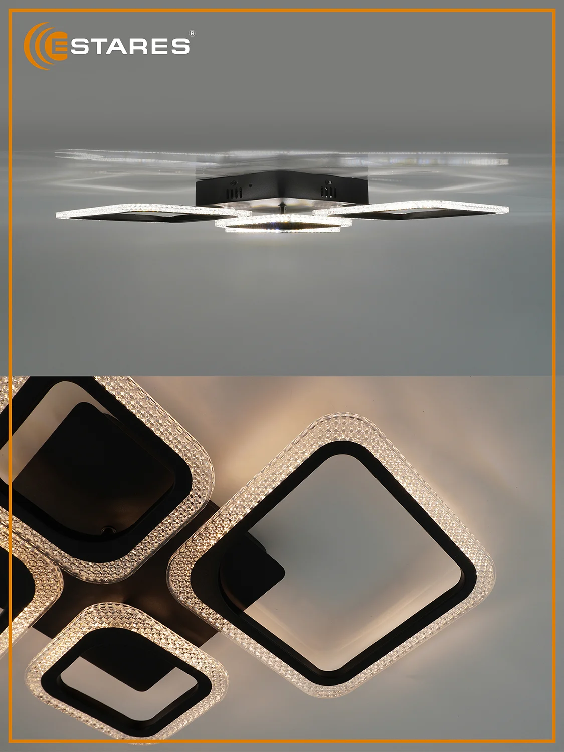 Управляемая потолочная светодиодная люстра с пультом Estares OVAL prizma 80W ,до 20 кв.м
