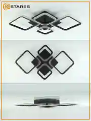 Черный управляемая потолочная светодиодная люстра с пультом Estares OVAL prizma 80W ,до 20 кв.м