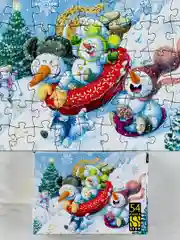 Пазл новогодний картонный мозаика для малышей Новый год Снеговик катание на ватрушке