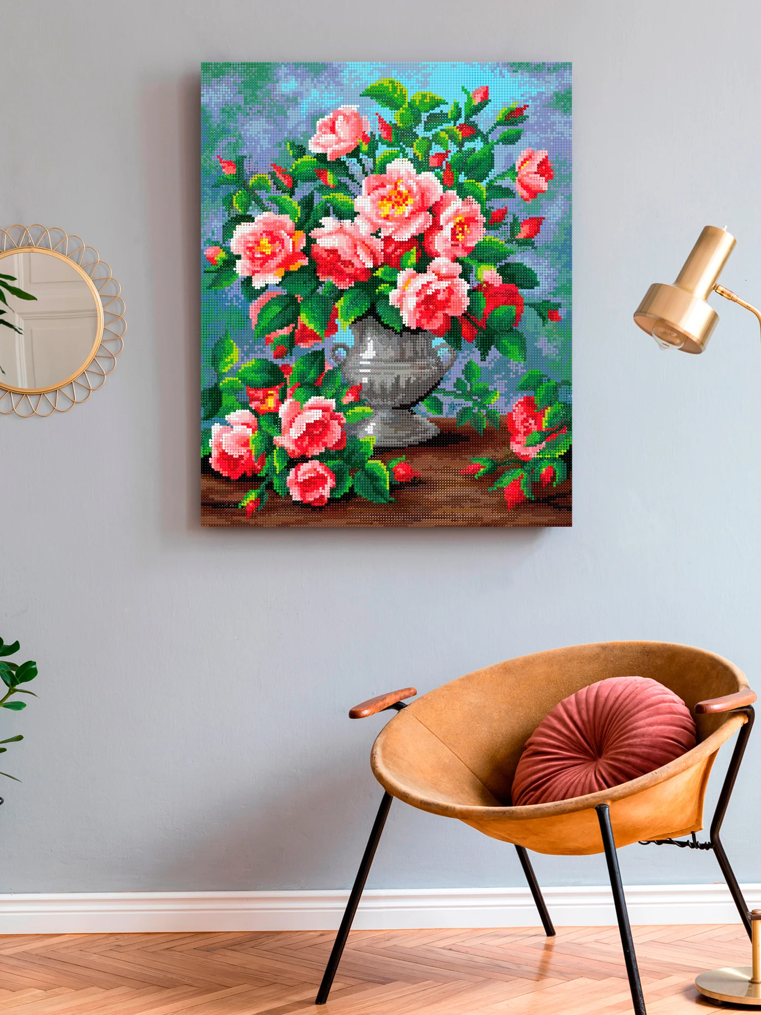 Букет садовых роз Алмазная мозаика на подрамнике 40х50 "Art on Canvas"